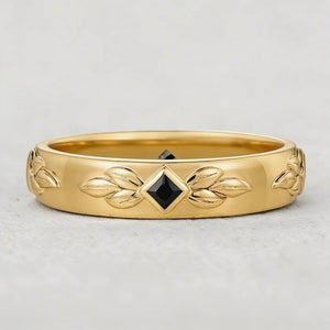 Leaf Shadow | Square Black Sapphire Men's Band.