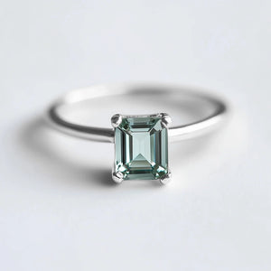 Gaia’s Solace | Emerald Cut Green Tourmaline Solitaire Engagement Ring.