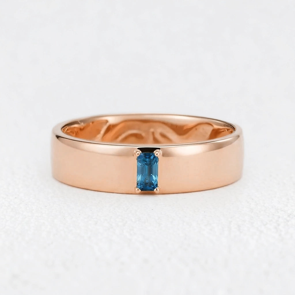 Nova’s Edge | Inner Engraved Baguette Blue Diamond Men’s Band