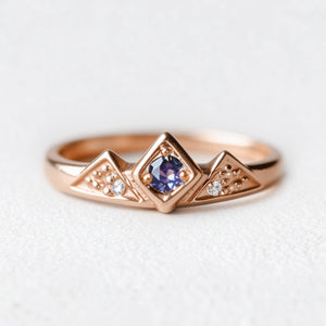 Eclipse Tiara Alexandrite Diamond Ring, Eclipse Tiara Ring, Mountain Wedding Ring.