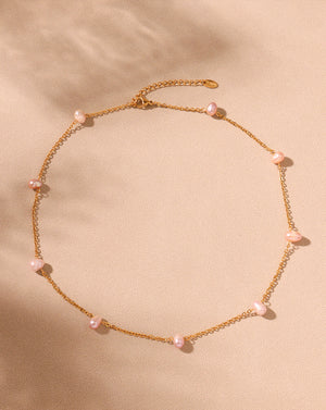 Elegant Blush Pink Freshwater Pearl Collar Necklace