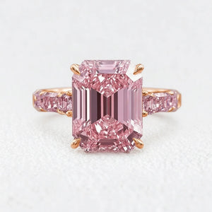 Elara’s Devotion | 3CT Emerald Cut Pink Sapphire Solitaire Engagement Ring