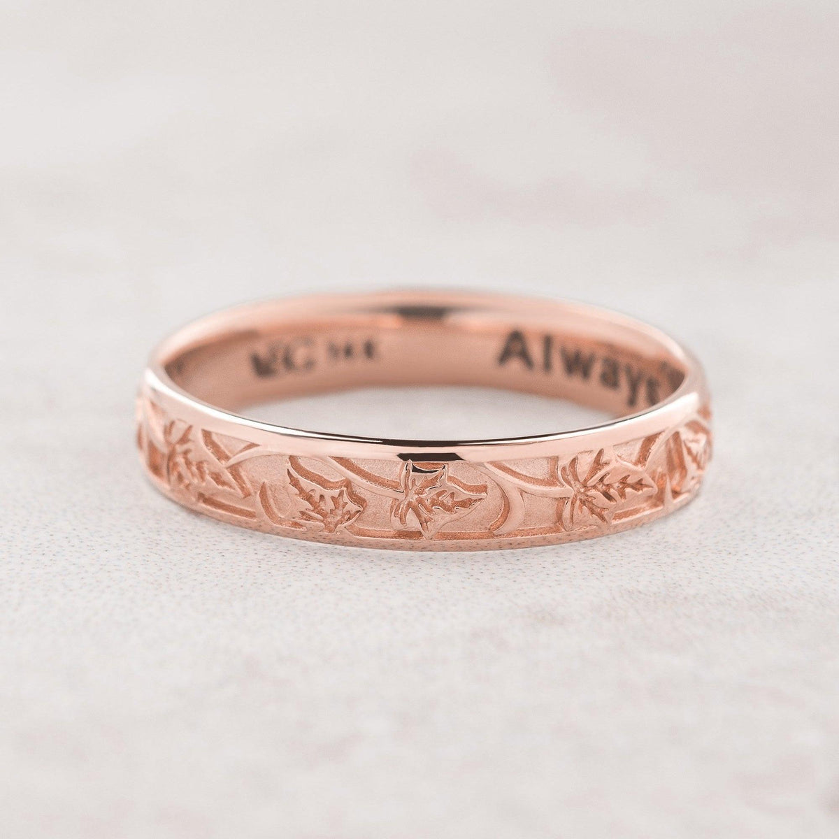 The Loyal Ivy | Hand-Carved Wedding Band.