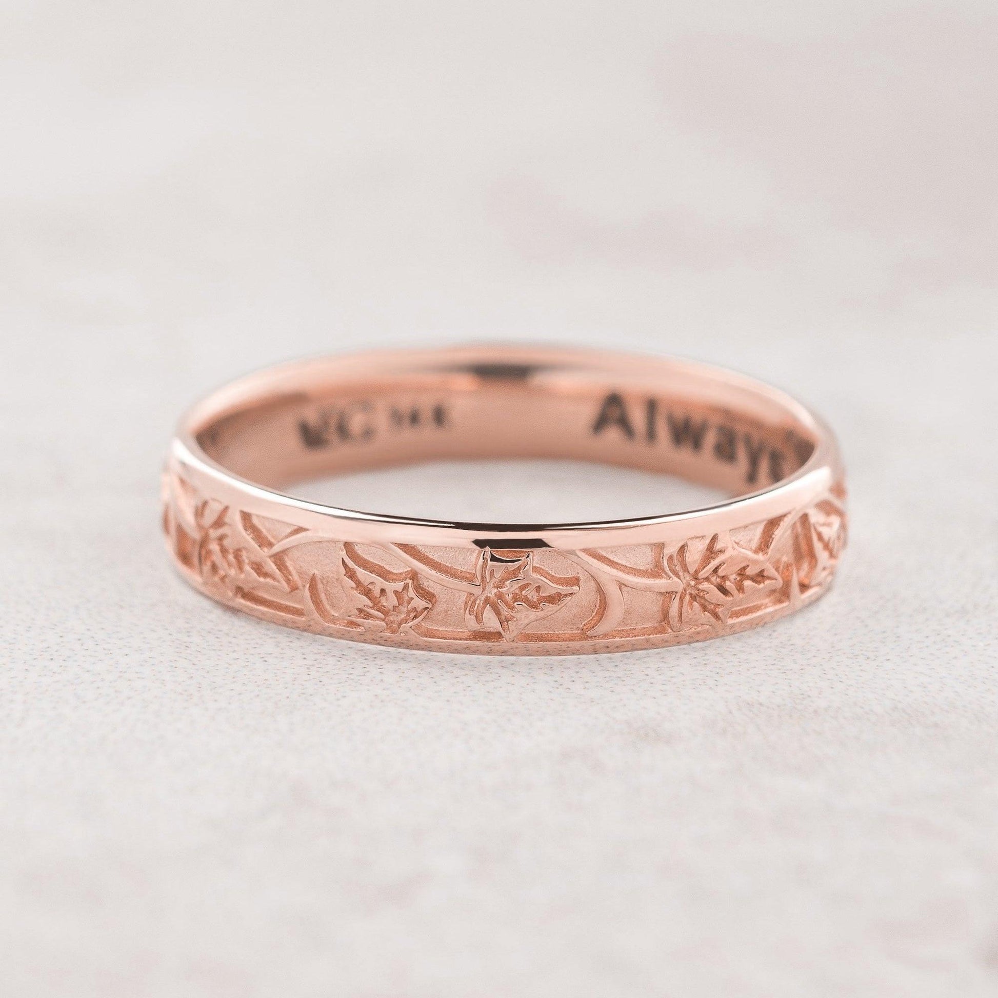 The Loyal Ivy | Hand-Carved Wedding Band.