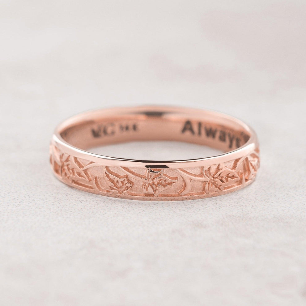 The Loyal Ivy | Hand-Carved Wedding Band.