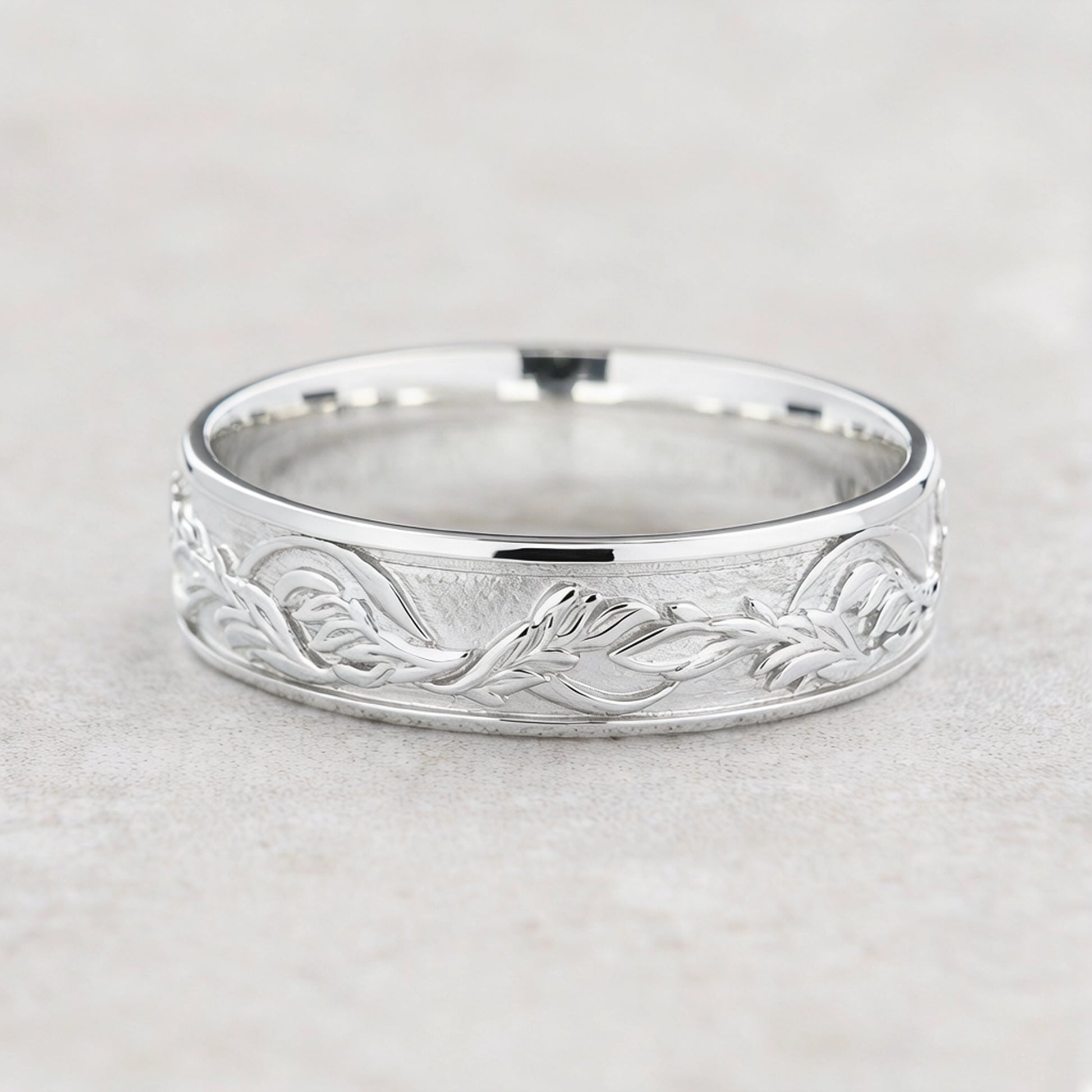Timeless Promise | Wide Maple Leaf Wedding Band.