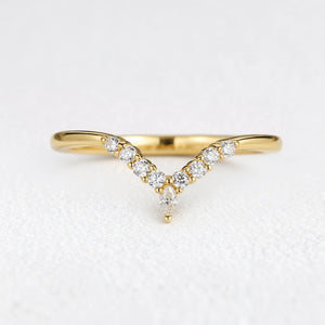 Celine’s Radiance | Round Diamond Half Eternity Chevron Wedding Band