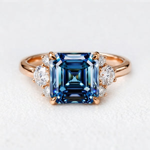 Alexandra’s Brilliance | Asscher Cut Blue Sapphire Engagement Ring