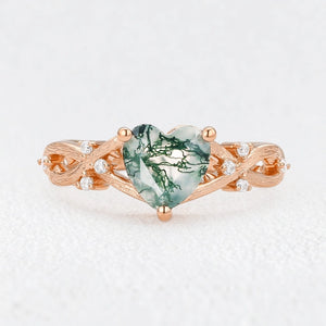 Alexandra’s Heart | Heart Cut Moss Agate Engagement Ring
