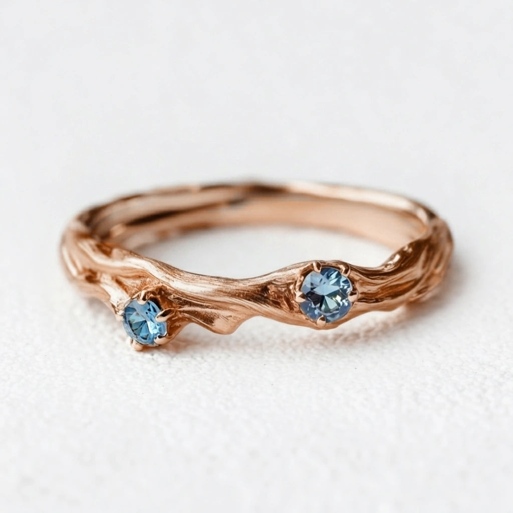 Coralie’s Shore | Aquamarine Gold Wedding Band