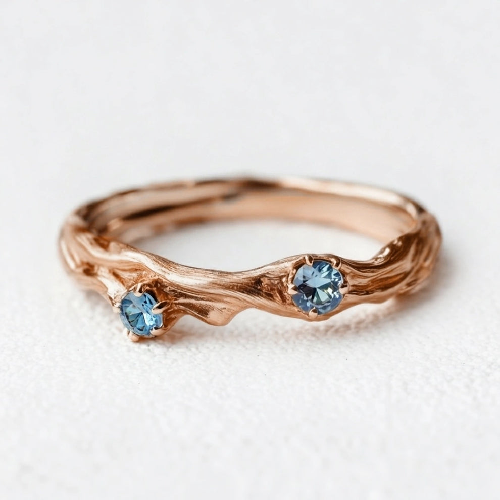 Coralie’s Shore | Aquamarine Gold Wedding Band
