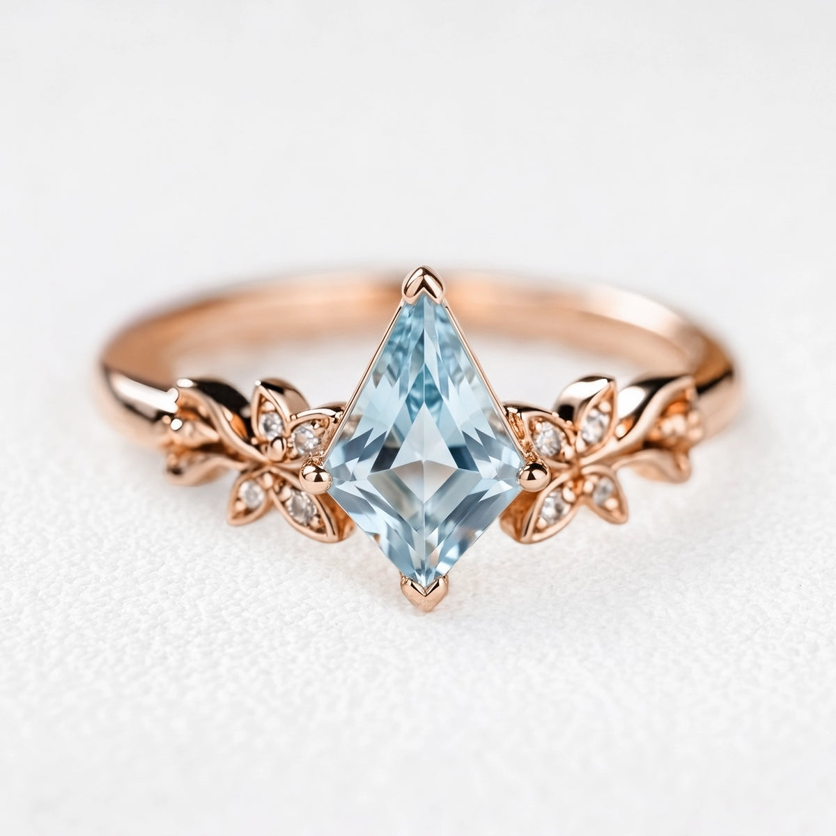 Marina’s Foliage | Kite Blue Aquamarine Botanical Engagement Ring