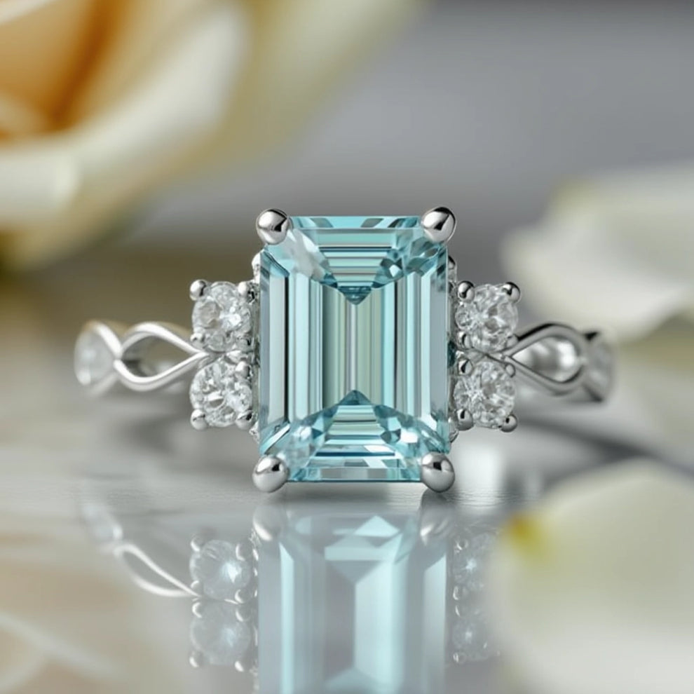 Elara‘s Grace | 1CT Emerald-Cut Diamond Ring.