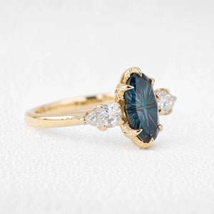 Aurelia’s Vesper | Fantasy-Cut Marquise London Blue Topaz Vintage Engagement Ring