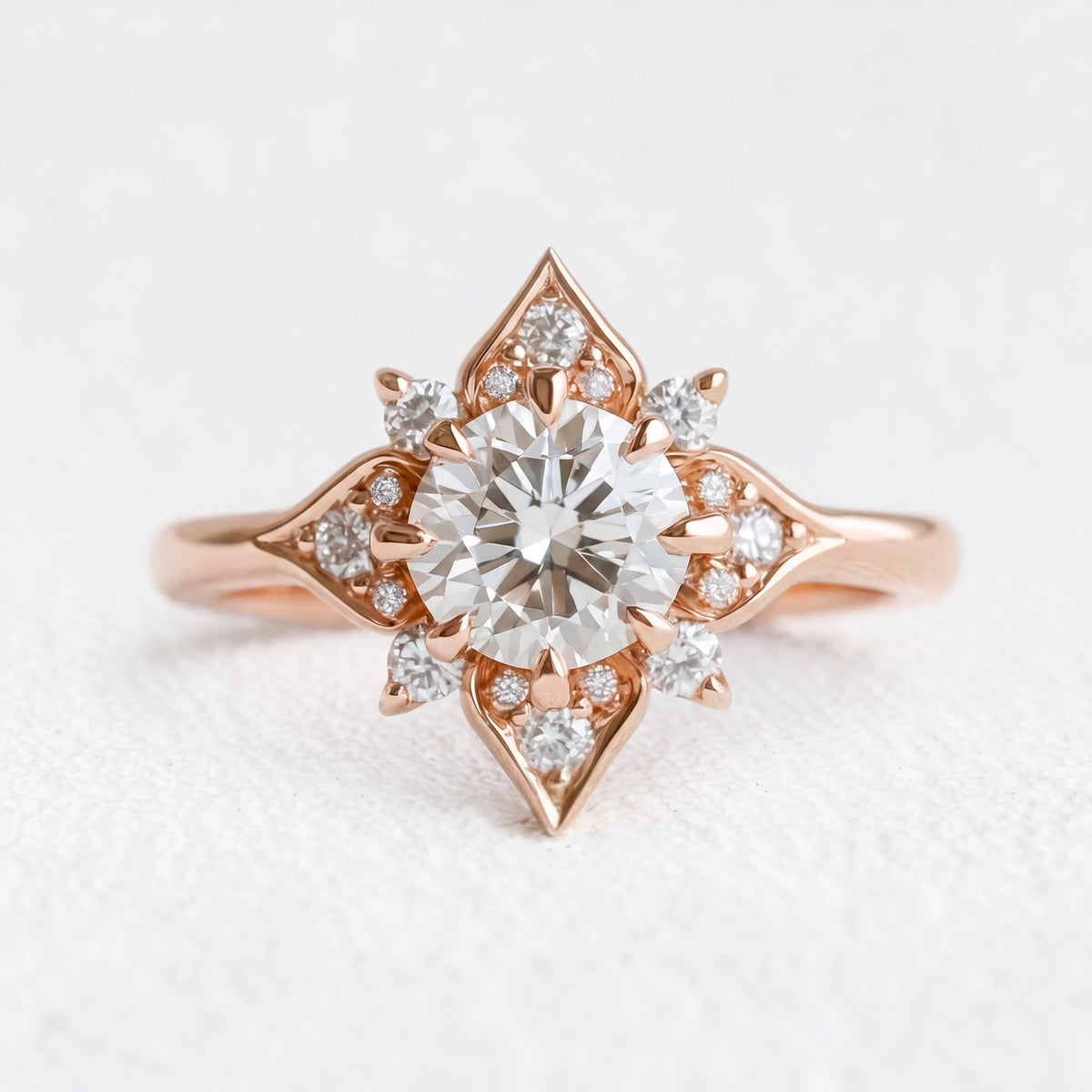 Astra’s Luminara | 1CT Round Cut Diamond Halo Engagement Ring