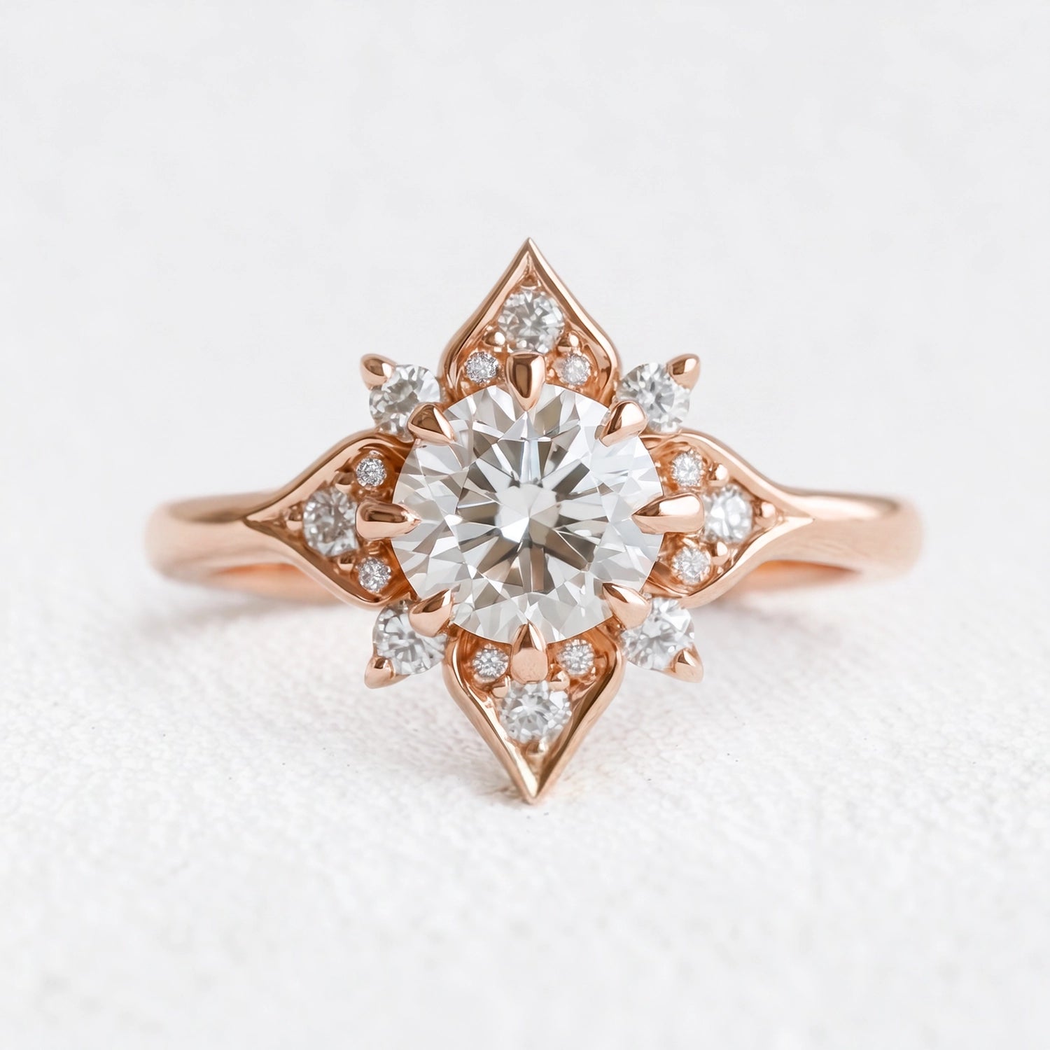 Astra’s Luminara | 1CT Round Cut Diamond Halo Engagement Ring