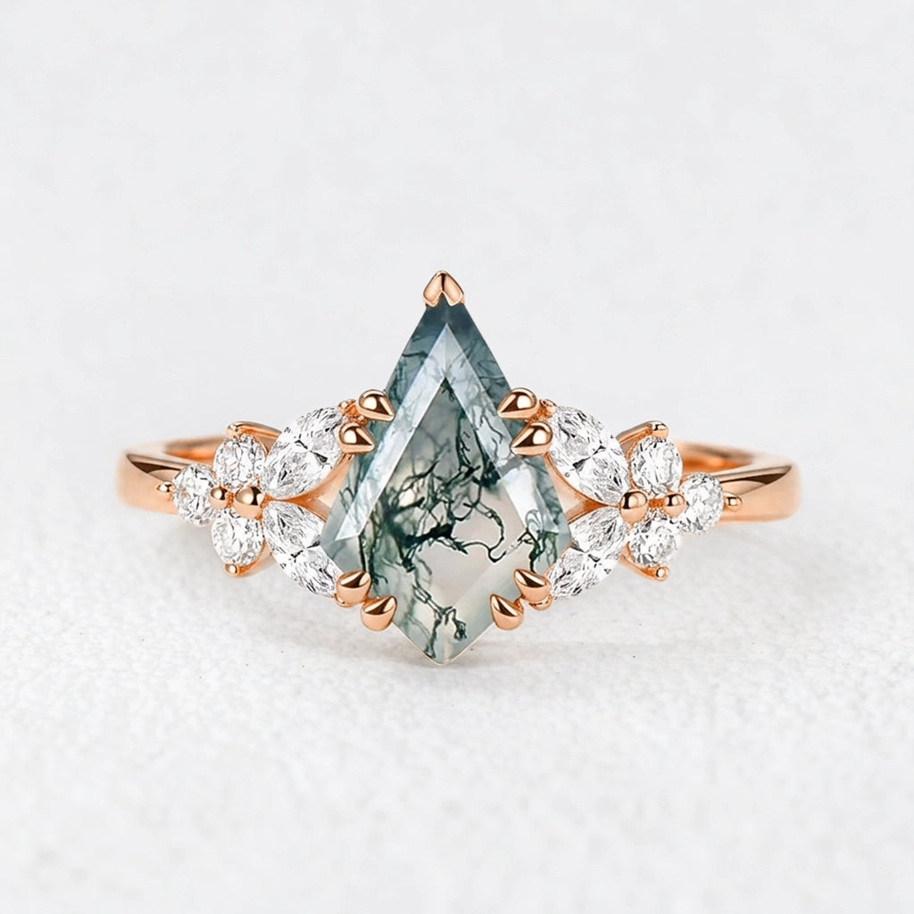 Elara’s Whisper | Kite Moss Agate Engagement Ring