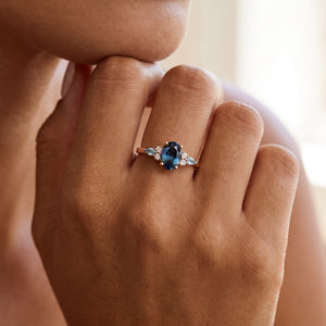 Theodora’s Rhapsody | Oval Alexandrite & Topaz Engagement Ring