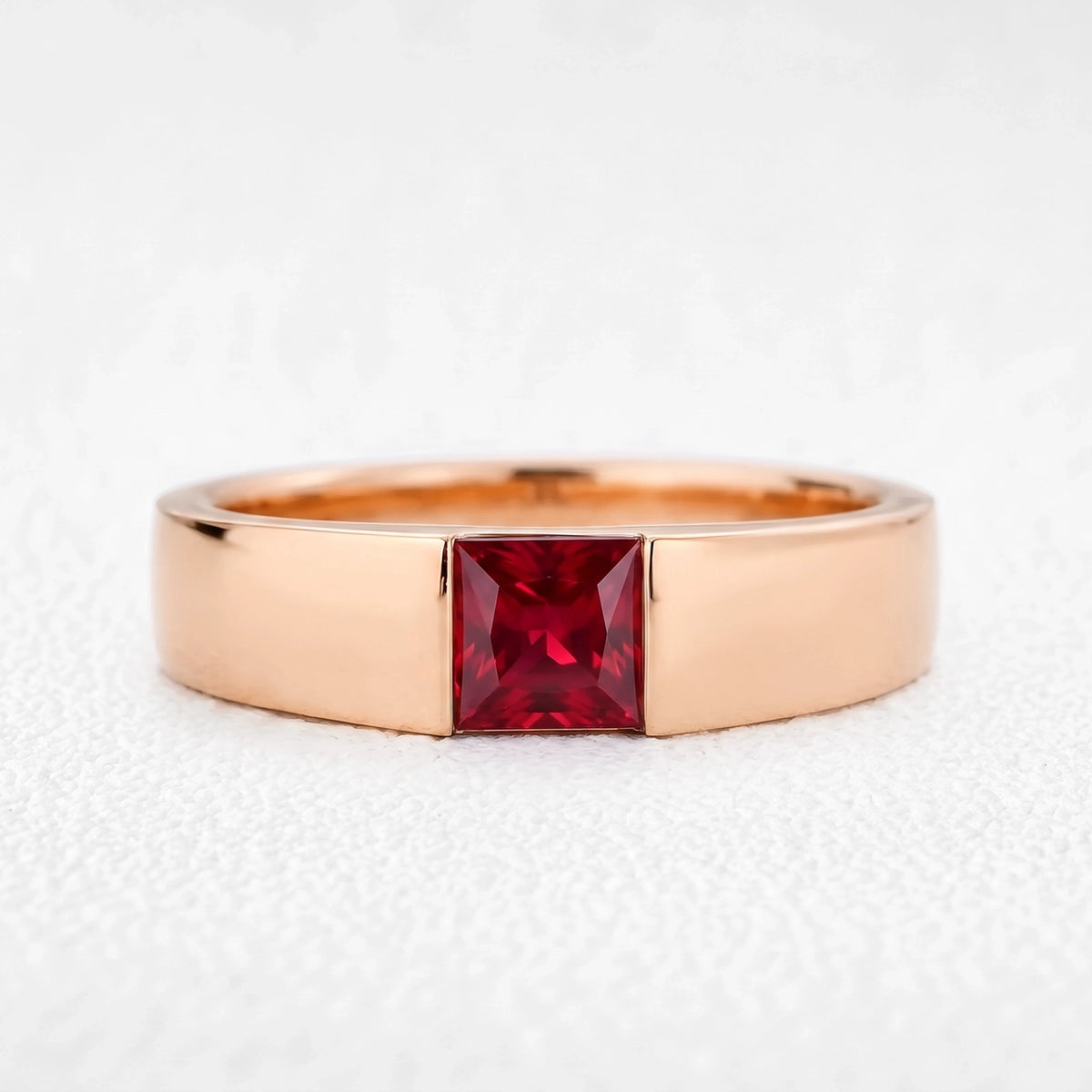 Orion’s Betelgeuse | Princess-Cut Ruby Men’s Band