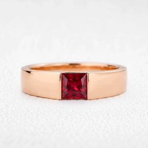 Orion’s Betelgeuse | Princess-Cut Ruby Men’s Band