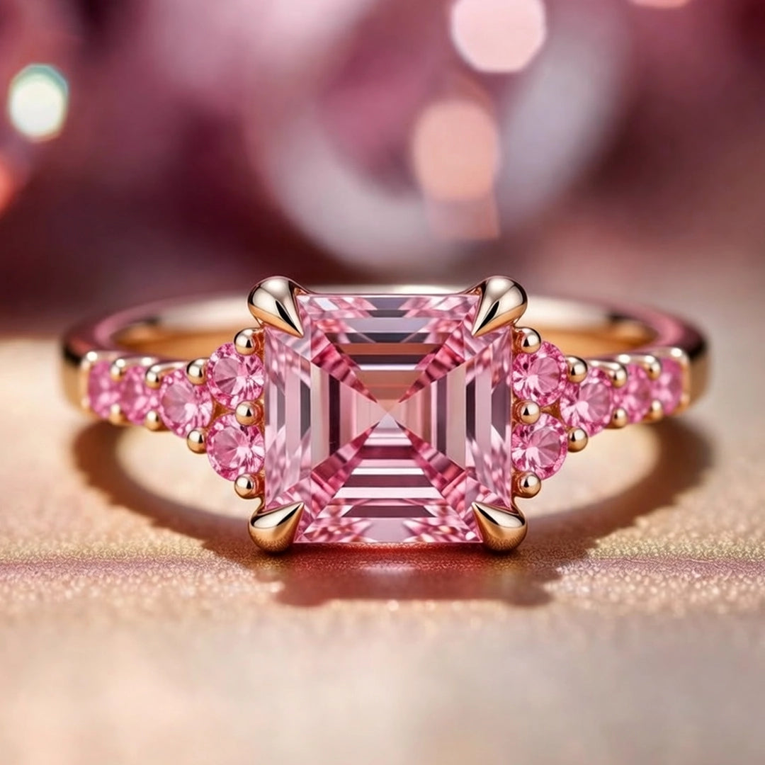 Mia's Charm | Asscher Cut Pink Sapphire Ring.