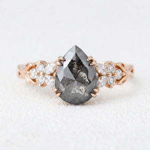 Isadora's Vine | 1CT Pear Salt & Pepper Diamond Engagement Ring