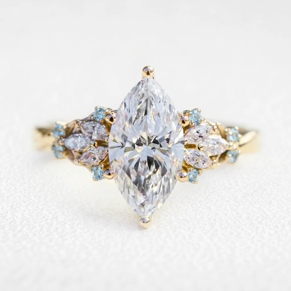 Eleonora’s Radiance | 2CT Marquise Diamond Vintage Engagement Ring