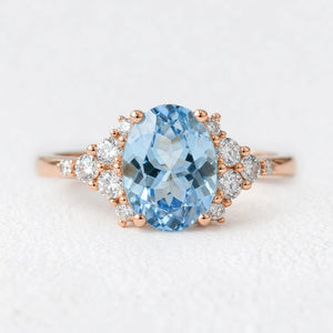 Celeste’s Tide | 2CT Oval Aquamarine Solitaire Engagement Ring