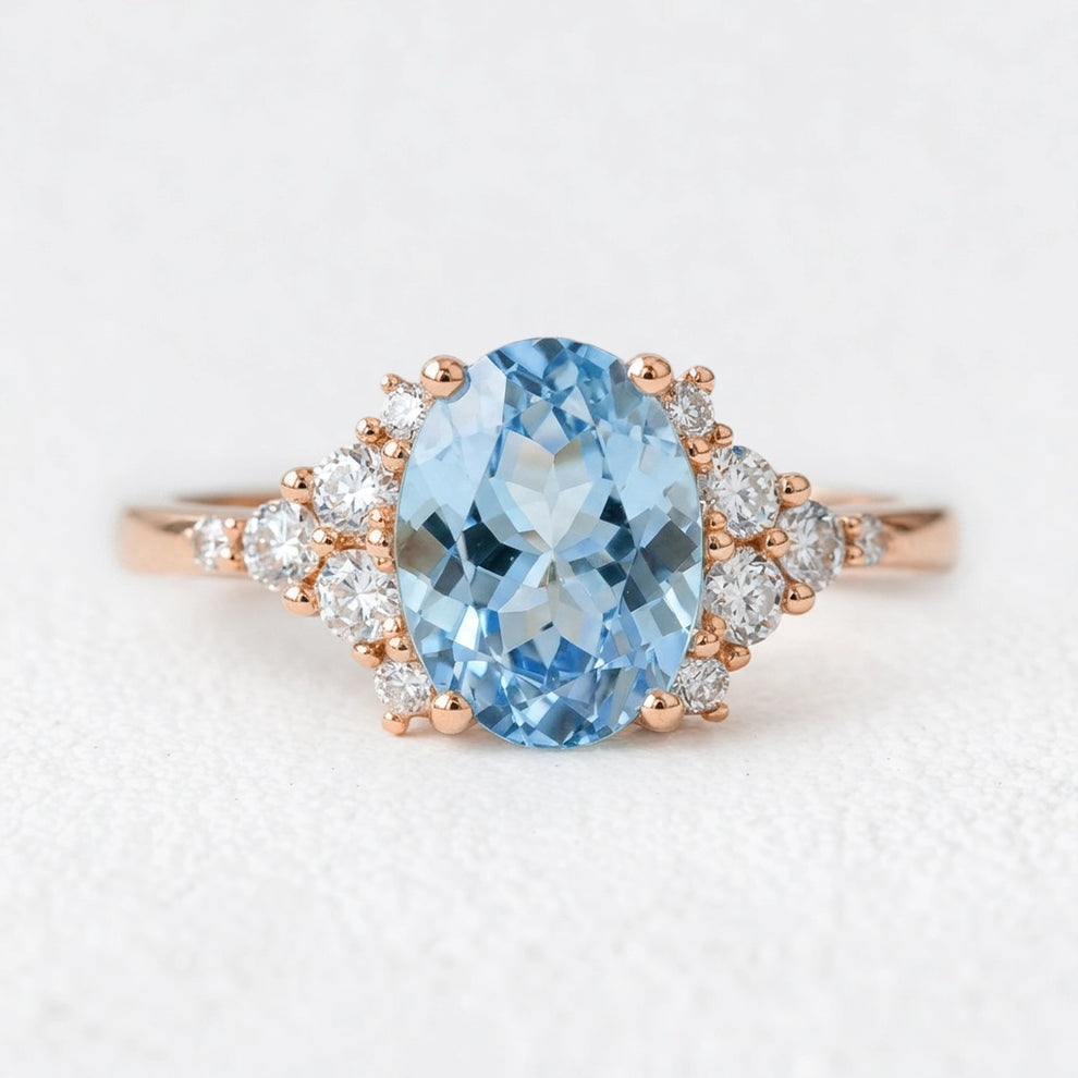 Celeste’s Tide | 2CT Oval Aquamarine Solitaire Engagement Ring