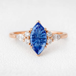 Joséphine’s Diadem | Marquise Fantasy-Cut Blue Sapphire Vintage Engagement Ring