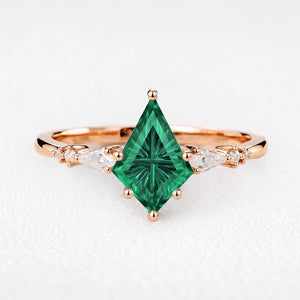 Alexandra’s Aigrette | Kite Fantasy-Cut Emerald Side-Stone Engagement Ring