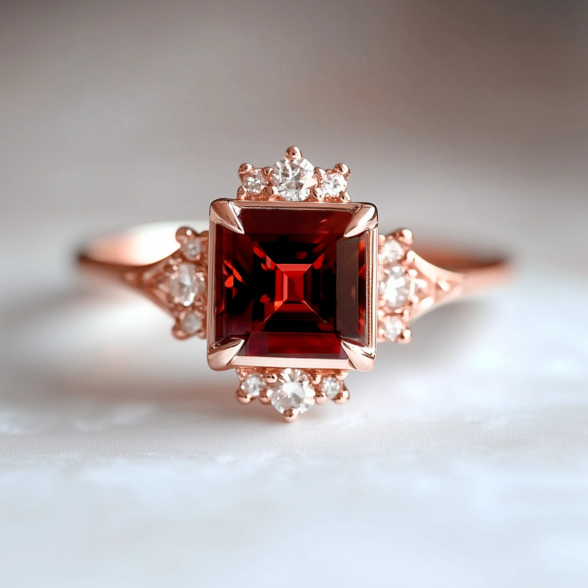 Victorian Hearth | Red Garnet Engagement Ring.