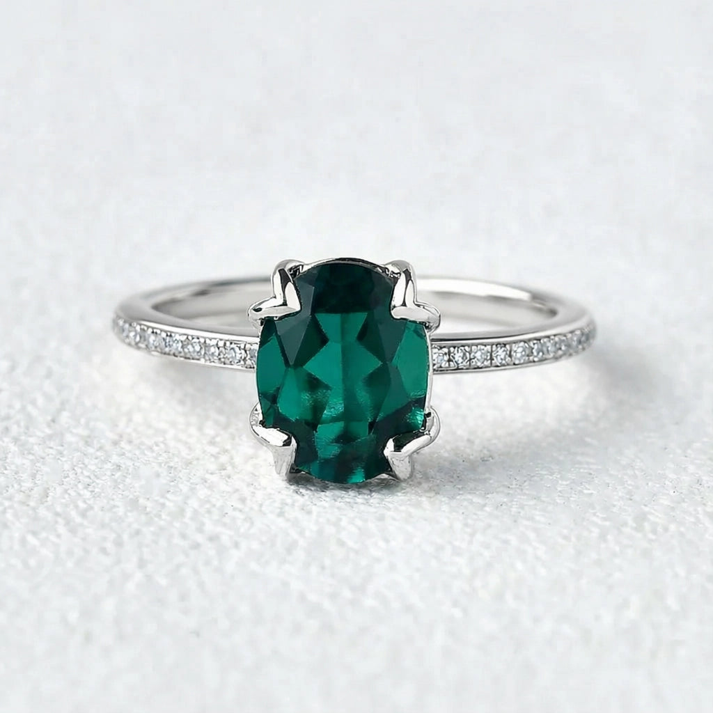 Vera's Grace | Vintage Oval Cut Natural Emerald Ring.
