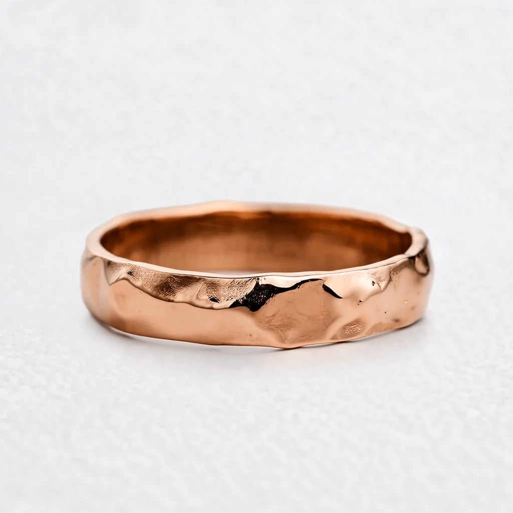 Liquid Flow | Unisex Wedding Band with Molten Texture.