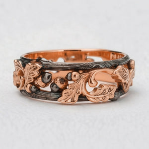 The Dark Grove | An Openwork Wide Band of Oak & Acorn.