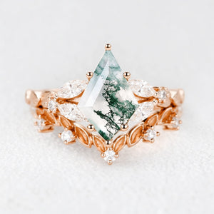 Genevieve’s Garland | Kite Moss Agate Foliage Vintage Bridal Duo