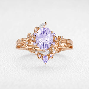 Celine‘s Aquarelle | Firework Cut Lavender Sapphire Chevron Bridal Duo