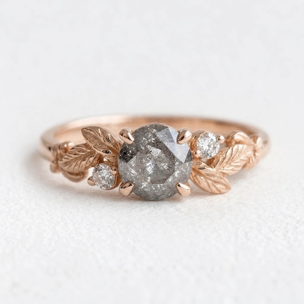 Flora’s Vine | Salt and Pepper Diamond Engagement Ring.
