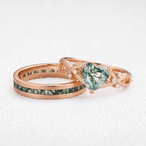Sylvie’s Heartstring | Heart Cut Moss Agate Infinity Couple Set 2pcs