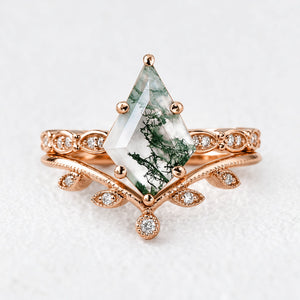 Genevieve’s Imprint | Kite Moss Agate Foliage Bridal Duo