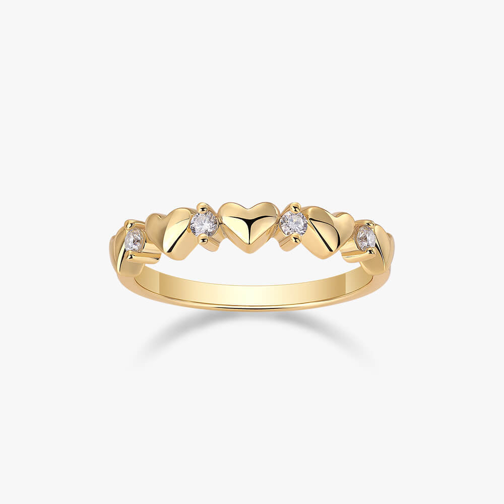Heart-Shaped Gold Stacking Ring