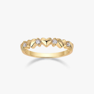 Heart-Shaped Gold Stacking Ring