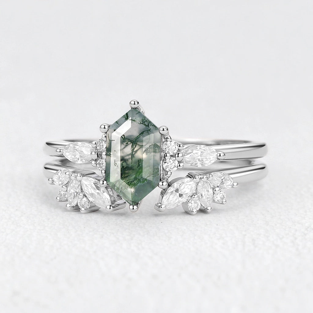 Sophia’s Serenity | Hexagon Moss Agate Bridal Set 2pcs.