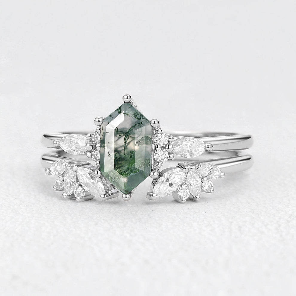 Sophia’s Serenity | Hexagon Moss Agate Bridal Set 2pcs.