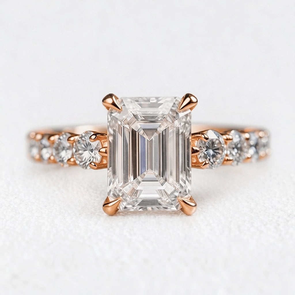 Audrey’s Epoch | 2CT Emerald Cut Diamond Solitaire Engagement Ring