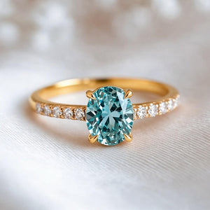Selene’s Glow | 2CT Oval Cut Green Sapphire Ring.