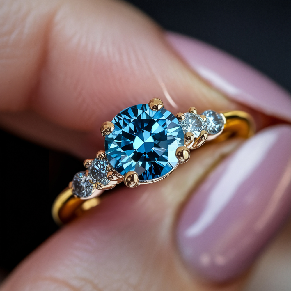 Althea  1CT Round-Cut Blue Gemstone Ring