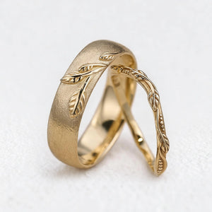 The Intertwined Wedding Set – Sandblasted Branch & Curved Vine Bands.
