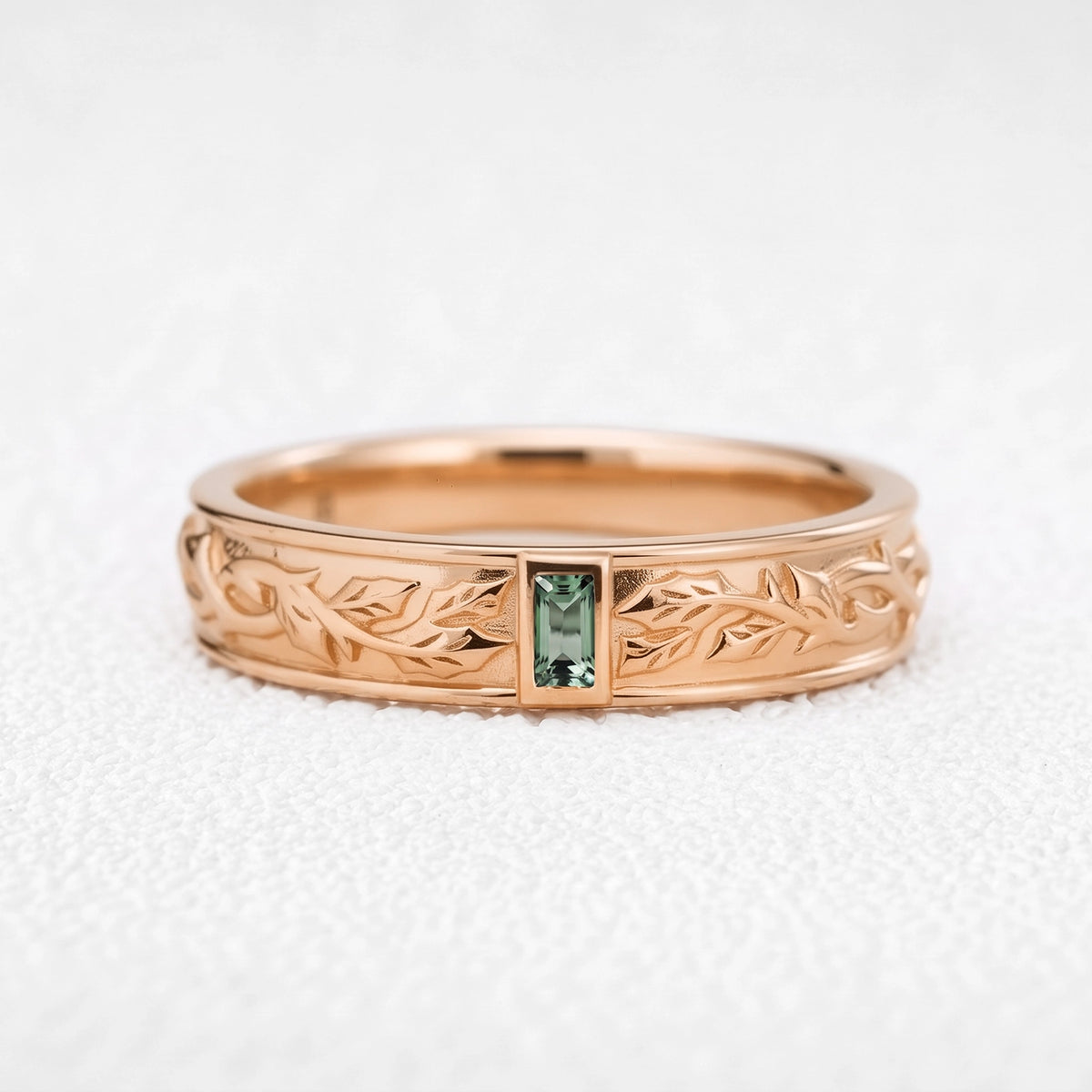 Orion’s Keystone | Baguette Green Sapphire Men’s Band