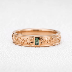 Orion’s Keystone | Baguette Green Sapphire Men’s Band
